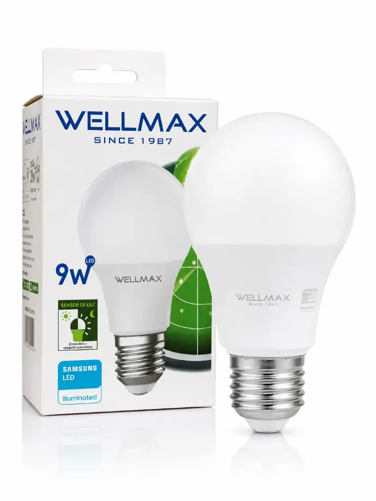 Foco LED A19 Samsung 9W sensor de luz 100-240V 