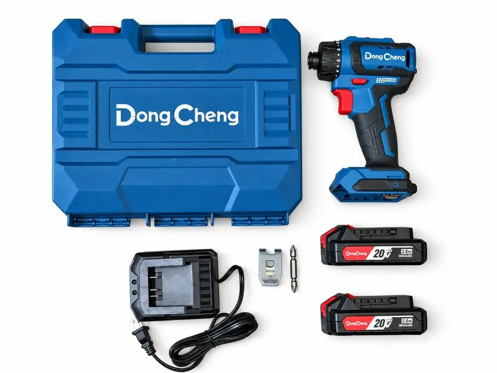 Kit atornillador de Impacto Inalámbrico (1/4") 75 N.m 20V Dong Cheng // DCPL2045AM