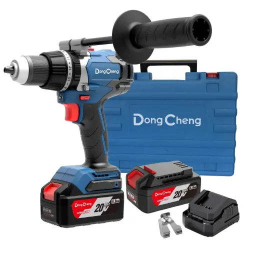 [2055] Kit Taladro Percutor Inalámbrico (1/2") 120 N.m 20V Dong Cheng // DCJZ03-13EM